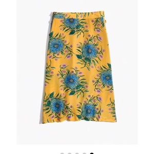 Madewell Painted Blooms Silk Skirt